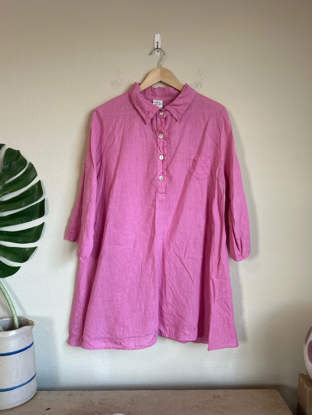 Match Point USA Linen A-Line Tunic Mini Dress